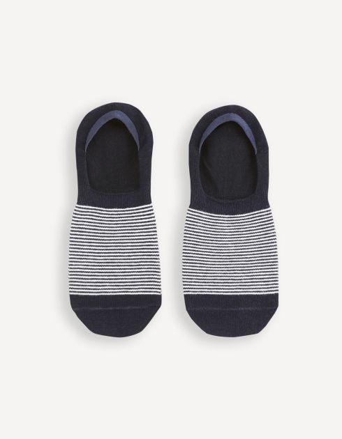 Chaussettes invisibles en coton mélangé rayé - marine