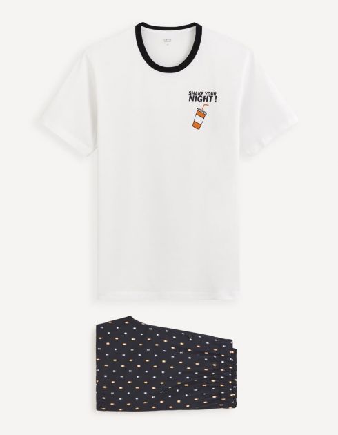 Pyjama manches coeurtes et short soda 100% coton - marine