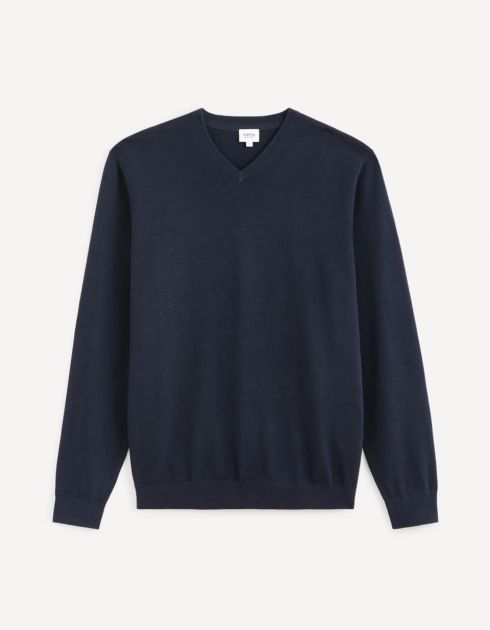 Pull col rond 100% coton  - marine