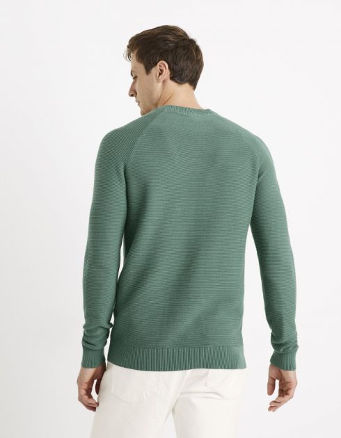 Pull col rond 100% coton - vert