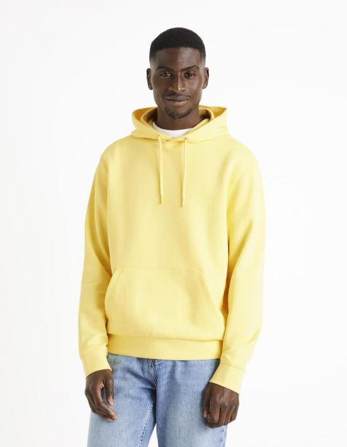 Sweat à capuche 100% coton - jaune