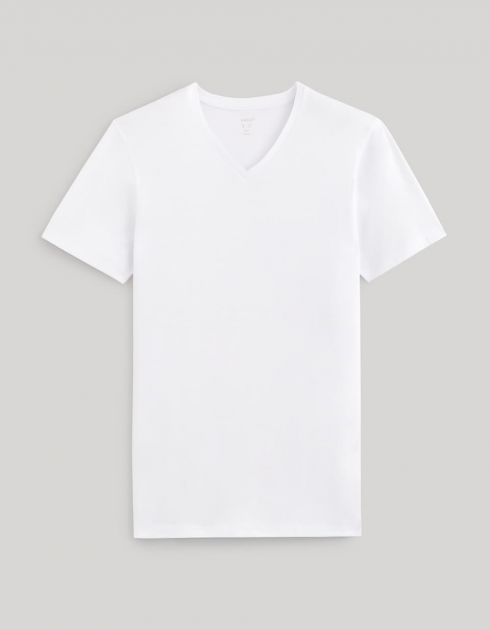 T-shirt col V coton stretch