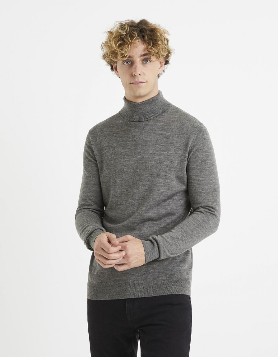 Pull col roule 100 laine merinos extra fin Celio Tunisie