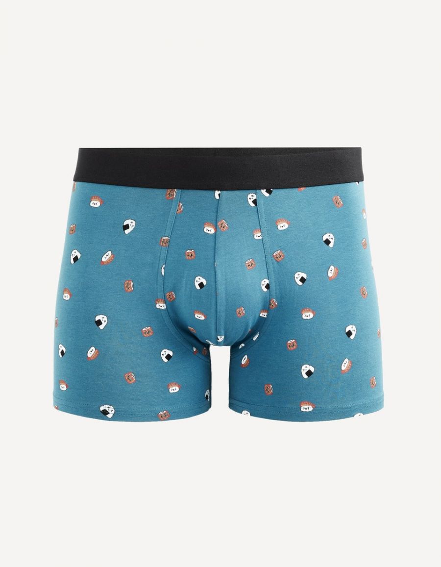 Boxer coton stretch sushi bleu Celio Tunisie
